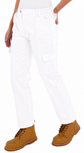 Sam Caan Women Work Trouser With Cargo Pockets Elasticated Waist White P1