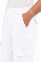 Sam Caan Women Work Trouser With Cargo Pockets Elasticated Waist White P1