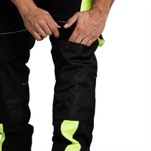 Men Hi Visibility Waterproof Work Trouser Black Yellow with Drawstring
