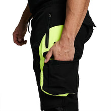 Men Hi Visibility Waterproof Work Trouser Black Yellow with Drawstring