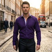 Men Purple Triple Collar Regular Fit Shirt