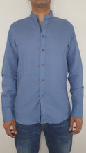 Men Blue Slim Fit Linen Shirt SC306