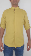 Men Mustard Slim Fit Linen Shirt SC309