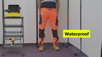 Men Hi Visibility Waterproof Work Trouser Orange with Drawstring