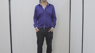 Men Purple Triple Collar Regular Fit Shirt