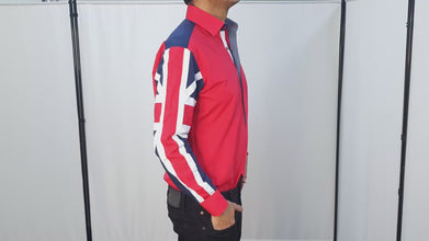 Men Red Regular Fit Shirt with UK Flag on Sleeves