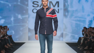 Men Navy Slim Fit Shirt UK Flag SC318