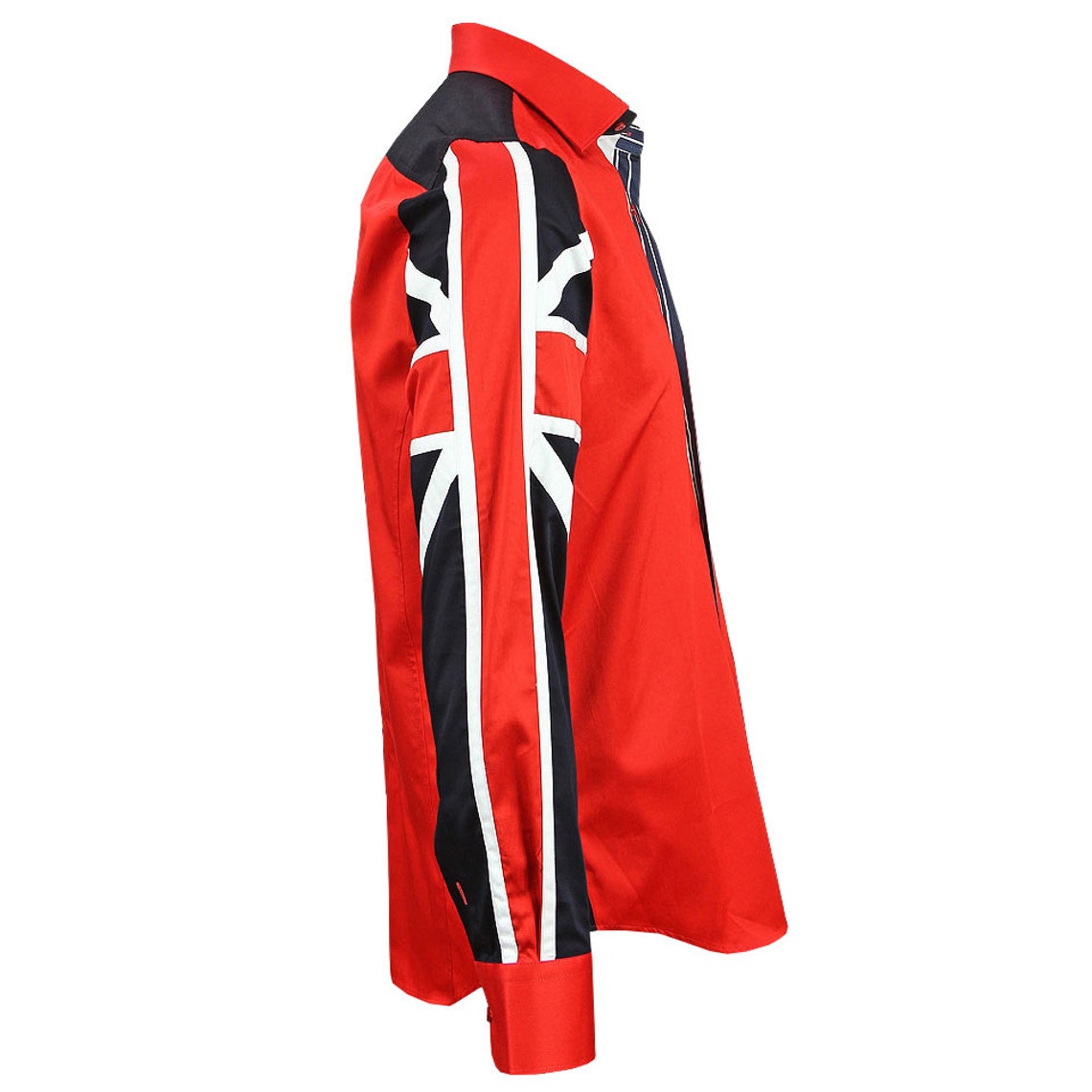Men Red Slim Fit Shirt with UK Flag on Sleeves