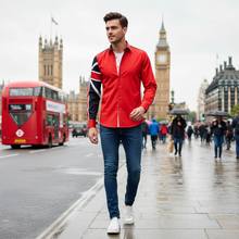Men Red Regular Fit Shirt with UK Flag on Sleeves