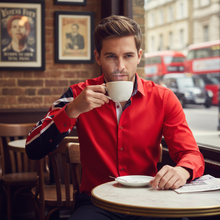 Men Red Regular Fit Shirt with UK Flag on Sleeves