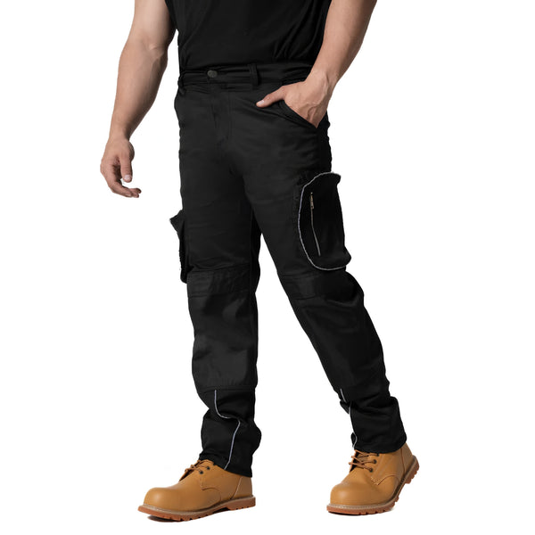 Sam Caan Men Work Trousers Combat Cargo Pockets Black STY7