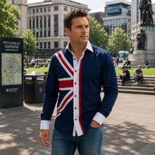 Men Navy Regular Fit Shirt with UK Flag on Chest