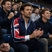 Men Navy Regular Fit Shirt with UK Flag on Sleeves